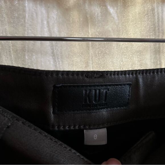 Kut from the Kloth Ana High Rise Fab Ab Flare Faux Leather Pants Brown NWT Sz 8 - Picture 6 of 9